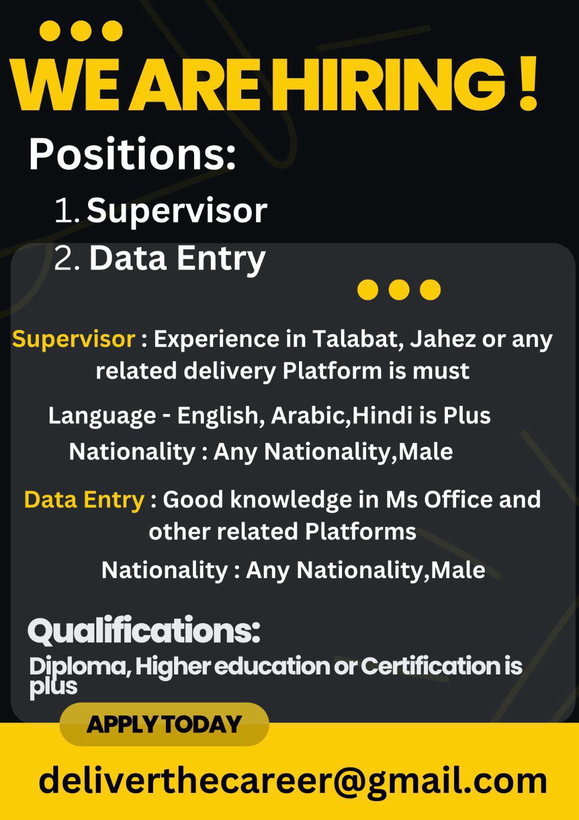 Job Vacancy Data Engineer, iiQ8 IT Specialist, Data Entry, Digital Marketing, Executive
