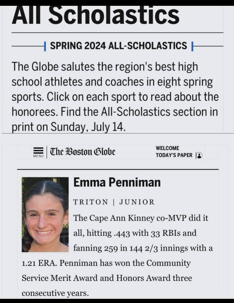 Triton Softball Coach (@itscoachal) on Twitter photo Congratulations to
<a href="/TritonVikingAD/">Triton Athletics</a> Emma Penniman. <a href="/brian_forget/">Brian L. Forget</a> <a href="/TritonRegional/">Triton Regional</a> <a href="/Triton_Vikings/">Triton Athletics</a> <a href="/TritonHighSchl/">Triton High School</a> <a href="/pfkelley/">Patrick Kelley</a> Congratulations to
<a href="/TritonVikingAD/">Triton Athletics</a> Emma Penniman. <a href="/brian_forget/">Brian L. Forget</a> <a href="/TritonRegional/">Triton Regional</a> <a href="/Triton_Vikings/">Triton Athletics</a> <a href="/TritonHighSchl/">Triton High School</a> <a href="/pfkelley/">Patrick Kelley</a>