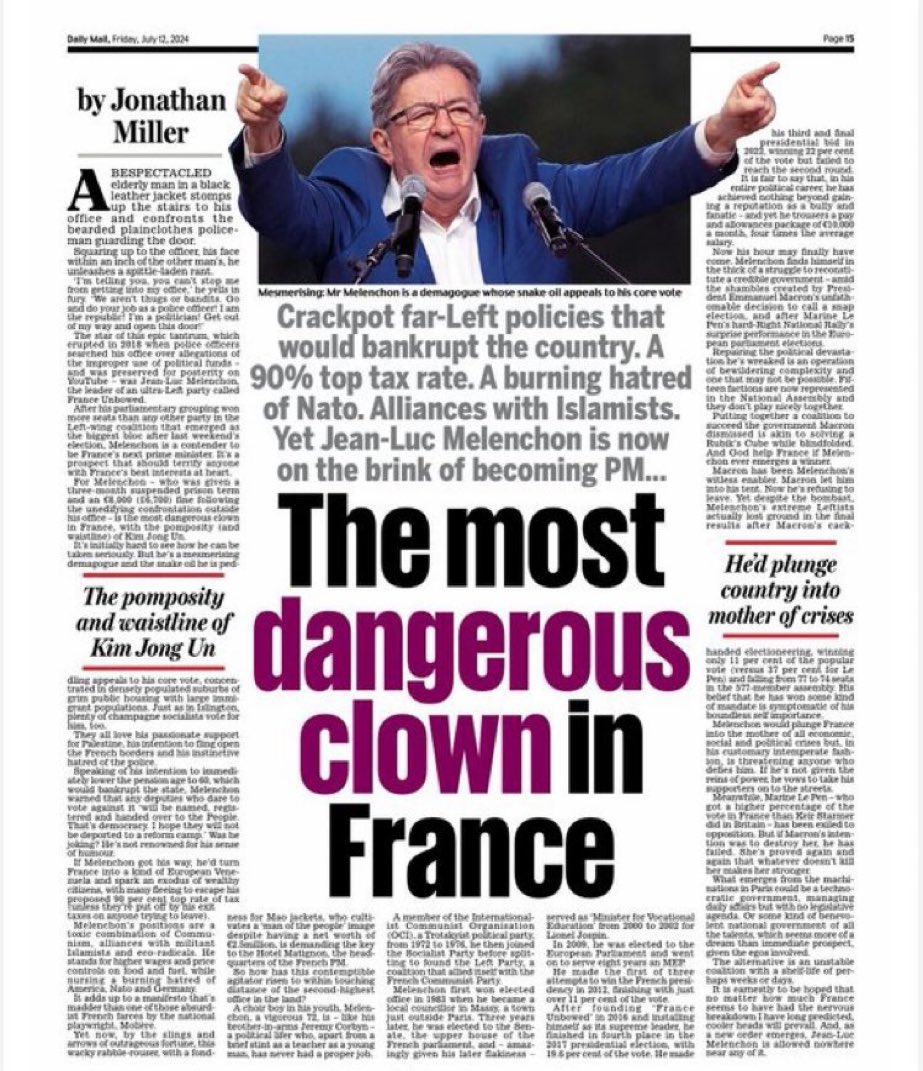 LeaFbpe's tweet photo. La presse internationale a absolument tout compris ! Nous avons dans notre pays un vieux dingue et qui plus est , dangereux. N’est-ce pas les médias français, vs qui ne cessez de l’inviter sur vos plateaux pour créer du buzz ? Ça n’est qu’un triste clown 🤡 

😏🤦🏻‍♀️ https://t.co/4ygWBsbvZh