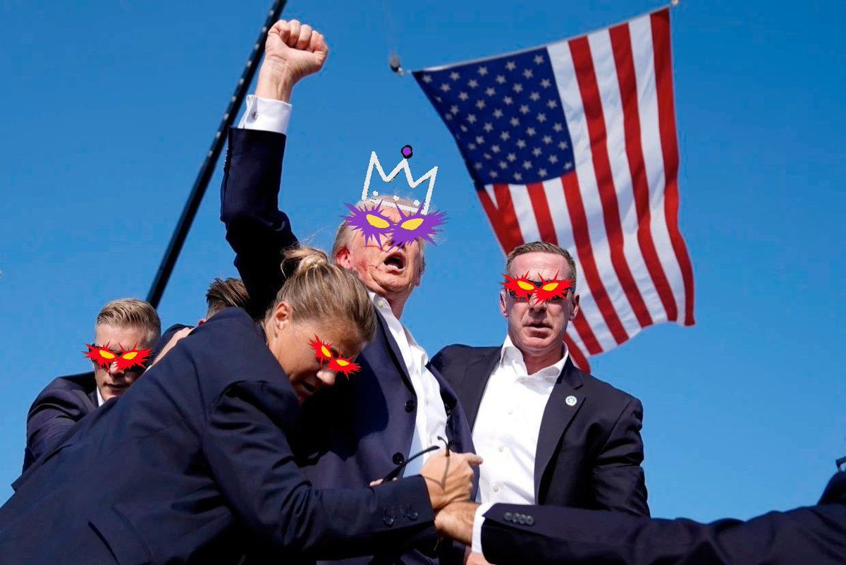 President Trump <a href="/realDonaldTrump/">Donald J. Trump</a> this photo is inscribed on bitcoin forever as an ordinal. Please send me your ordinals address so I can send it to you. Will include this meme from our community as well 💥💥🟣👑 #EpicBlobArmy