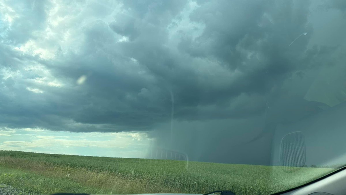 Jon_Cole_'s tweet photo. A Funnel cloud formed during a passing thunderstorm in Washburn Maine.  #MeWx #severewx #MeNews https://t.co/NdfKwOt8cB