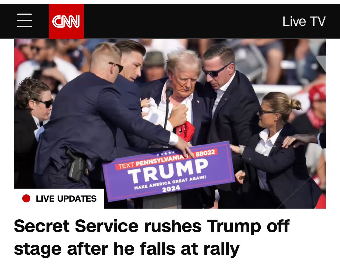 Var tvungen att kolla själv och ja, det här är hur CNN beskriver attentatsförsöket mot Trump. Det är faktiskt helt sinnesjukt.