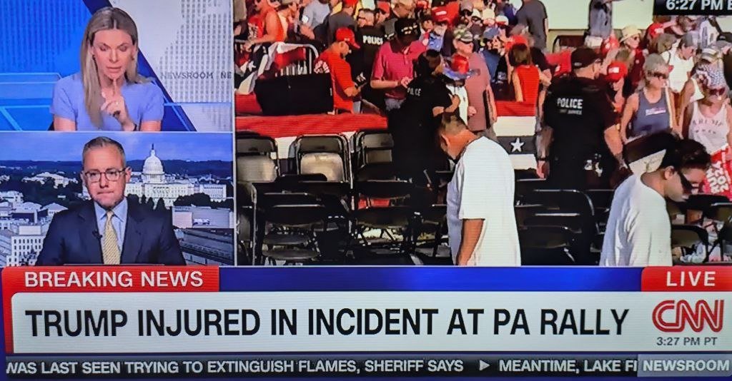 NickJFuentes's tweet photo. CNN's description of the historic assassination attempt against President Trump:

"Trump injured at incident."

FUCK CNN. https://t.co/3K3kOm64AZ