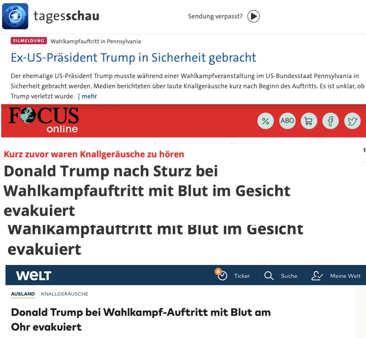 reitschuster's tweet image. Bei #Biden verschweigen unsere Medien seine Stürze und schreiben ein Desaster zum "sicheren Auftritt" um, Schüsse auf #Trump machen sie zu einem "Sturz" des Ex-Präsidenten, berichten von "Knallgeräuschen".
Die schaffen sich ihre eigene Realität.