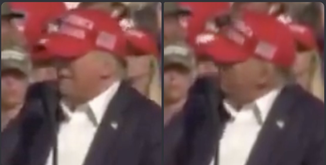 cirnosad's tweet image. Trump did a sudden head movement that rotated his head clockwise, this means that the bullet entry point would have hit the back of his skull and killed him instantly had he not.