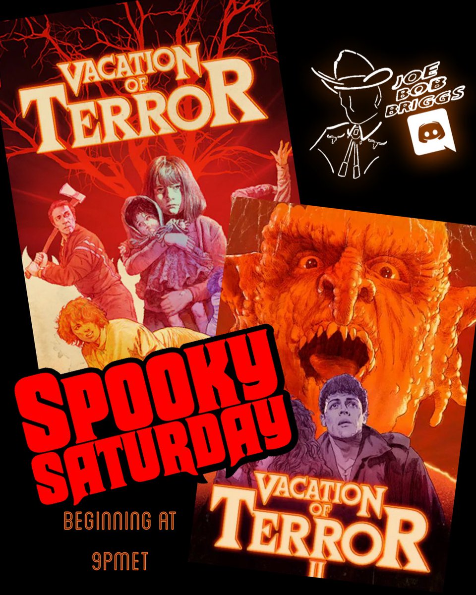 Happy Spooky Saturday everybody!! Join us tonight at 9pmET on the Joe Bob Briggs discord as we watch Vacation of Terror and Vacation of Terror II !! discord.gg/3jqMvnc2Q2 #horror #MutantFam #VacationofTerror