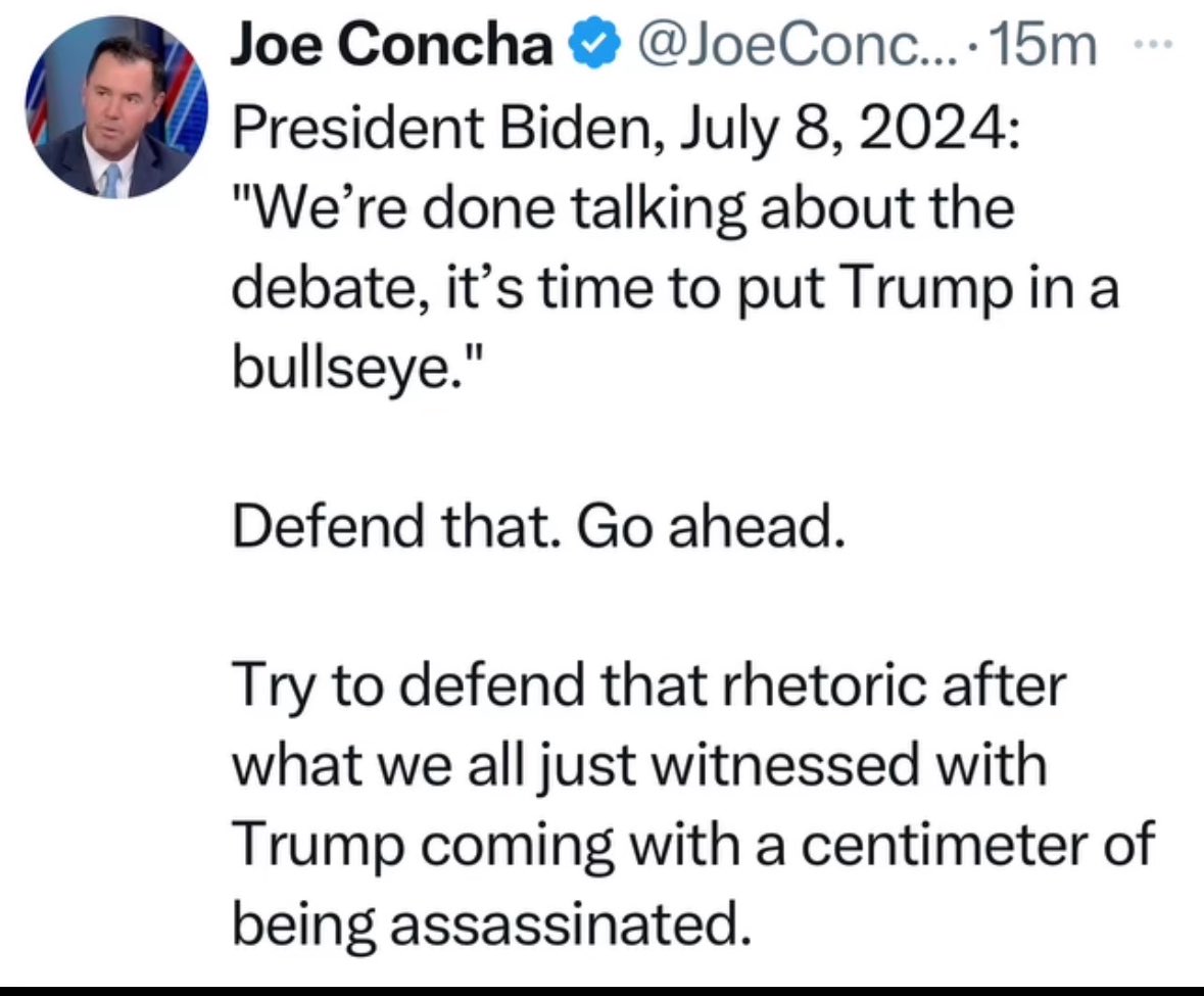 TravisTritt's tweet image. Comments like this from Joe Biden and others are what incited the attack on ⁦@realDonaldTrump⁩ today in Pennsylvania.