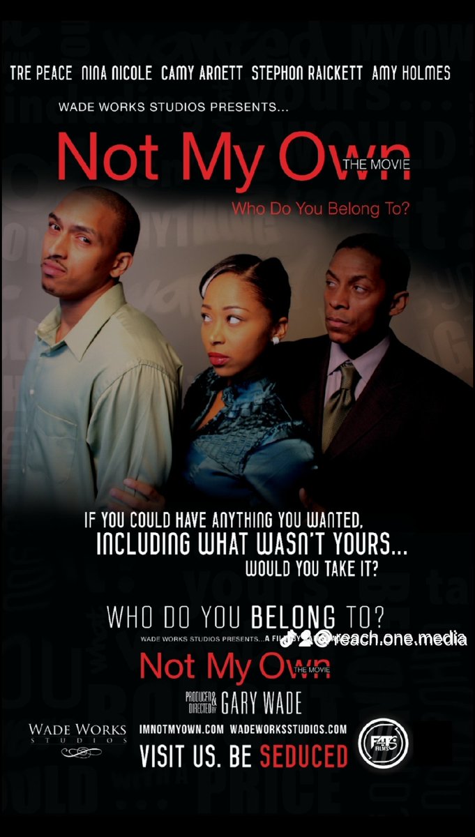 If you love Tyler Perry new film, you are going to love this one! Premiering tonight at 8pm est. Not My Own starring Tre Peace, Nina Nicole, Camy Arnett, Stephon Raickett, and Amy Holmes. Directed by Gary Wade Watch HONEY on Roku! Log on reachonecommunications.com!