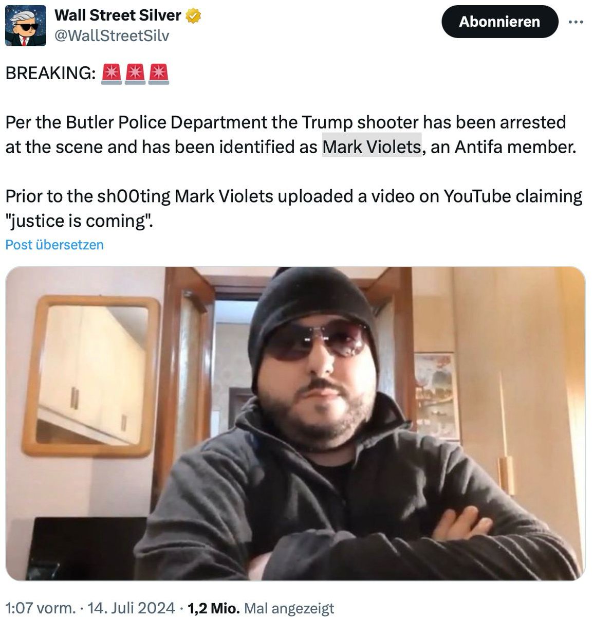 reitschuster's tweet image. Ersten, noch unbestätigten Berichten zufolge handelte es sich bei dem #Trump-Attentäter um einen Antifa-Mann, der angekündigt hatte: "Gerechtigkeit wird kommen". Laut ABC ist der Mann tot.
Auf den sozialen Netzwerken verspotten Linke und Woke Trump. Viele Texte sind so widerlich,…