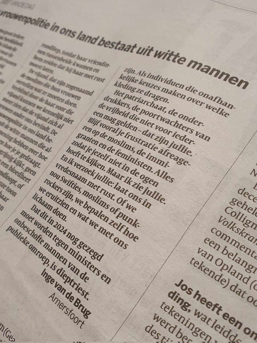 de sterkste ingezonden brieven (in de <a href="/volkskrant/">de Volkskrant</a>) komen natuurlijk uit amersfoort 🙂💪🏽