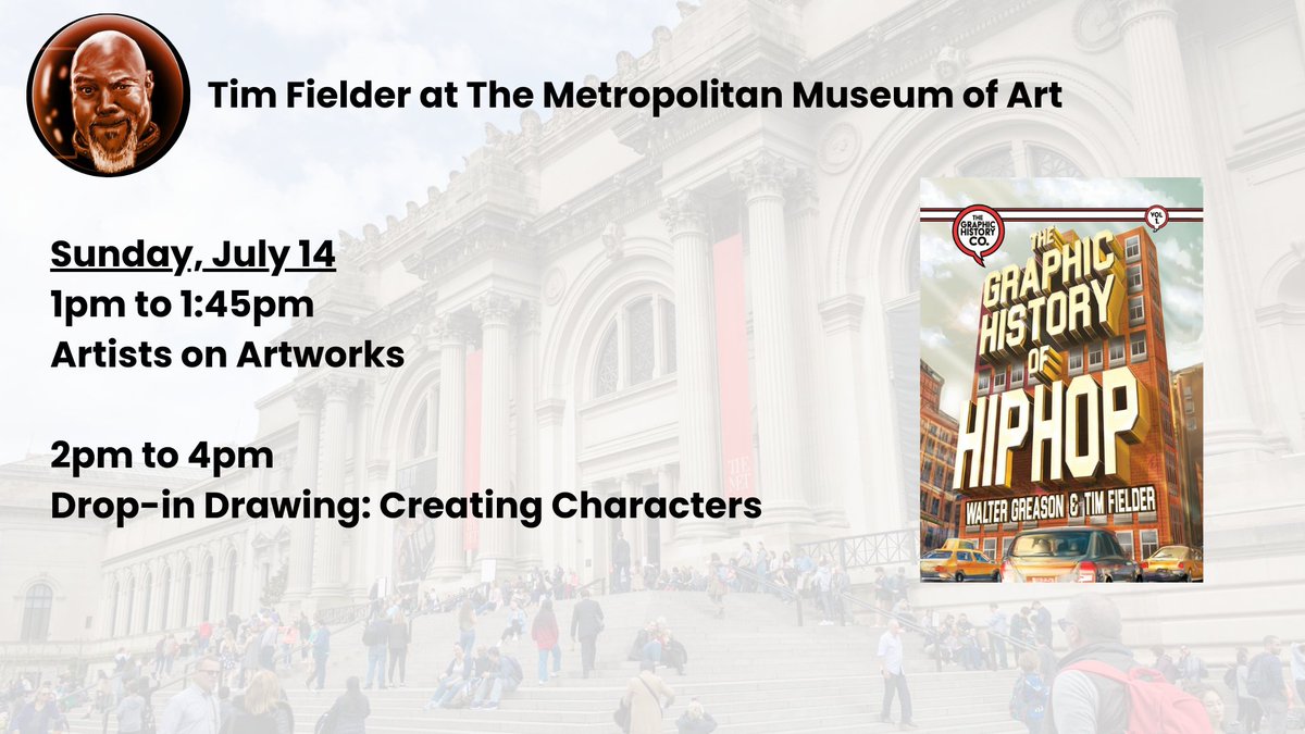 GraphicHisCo's tweet photo. 1/2 Join our Creative Director and Illustrator #TimFielder (@Dieselfunk) at The @metmuseum on Sunday for two events, part of a celebration of the #HarlemRenaissance.

#TimFielderMet #GH3 #MetMuseum

Details: https://t.co/HDnnZYojK2 https://t.co/6sMCmKAQ5G