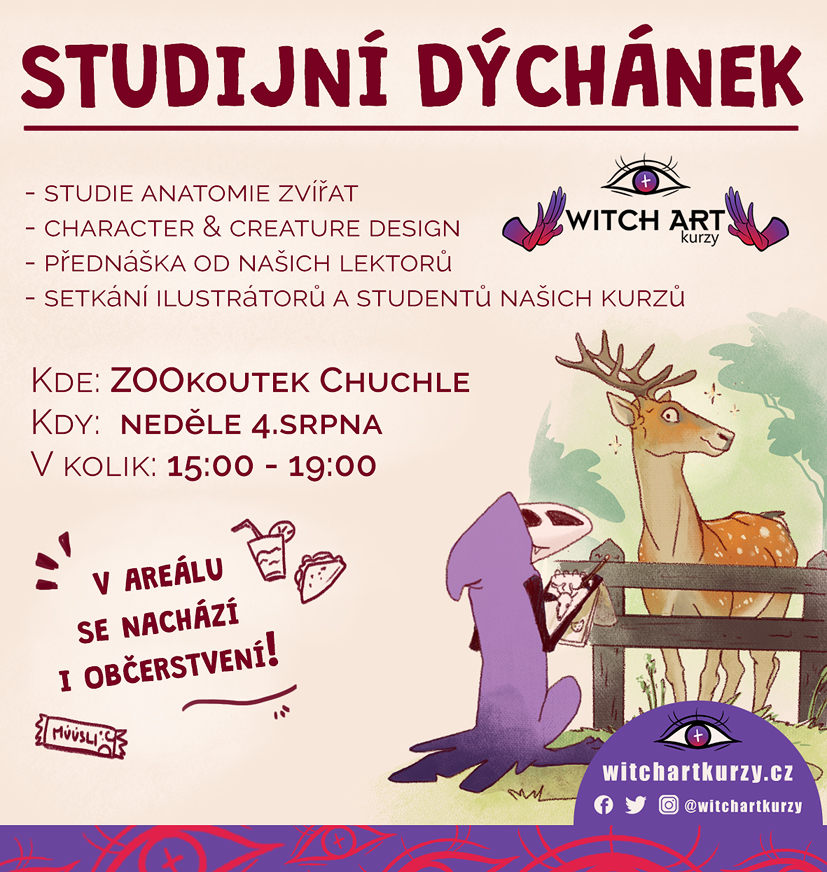 witchartkurzy's tweet photo. Vydejte se s námi na STUDIJNÍ DÝCHÁNEK v ZOOkoutku Malá Chuchle v Praze! 🌳🦌🦉🐐

Máme pro vás další studijní dýchánek, ve kterém jsme tentokrát propojili plenér s návštěvou ZOO! ✏️

Více informací níže nebo na našem kreativním Discordu!
#artclass  #praha #kurzykresleni https://t.co/9TnVTjeJFK