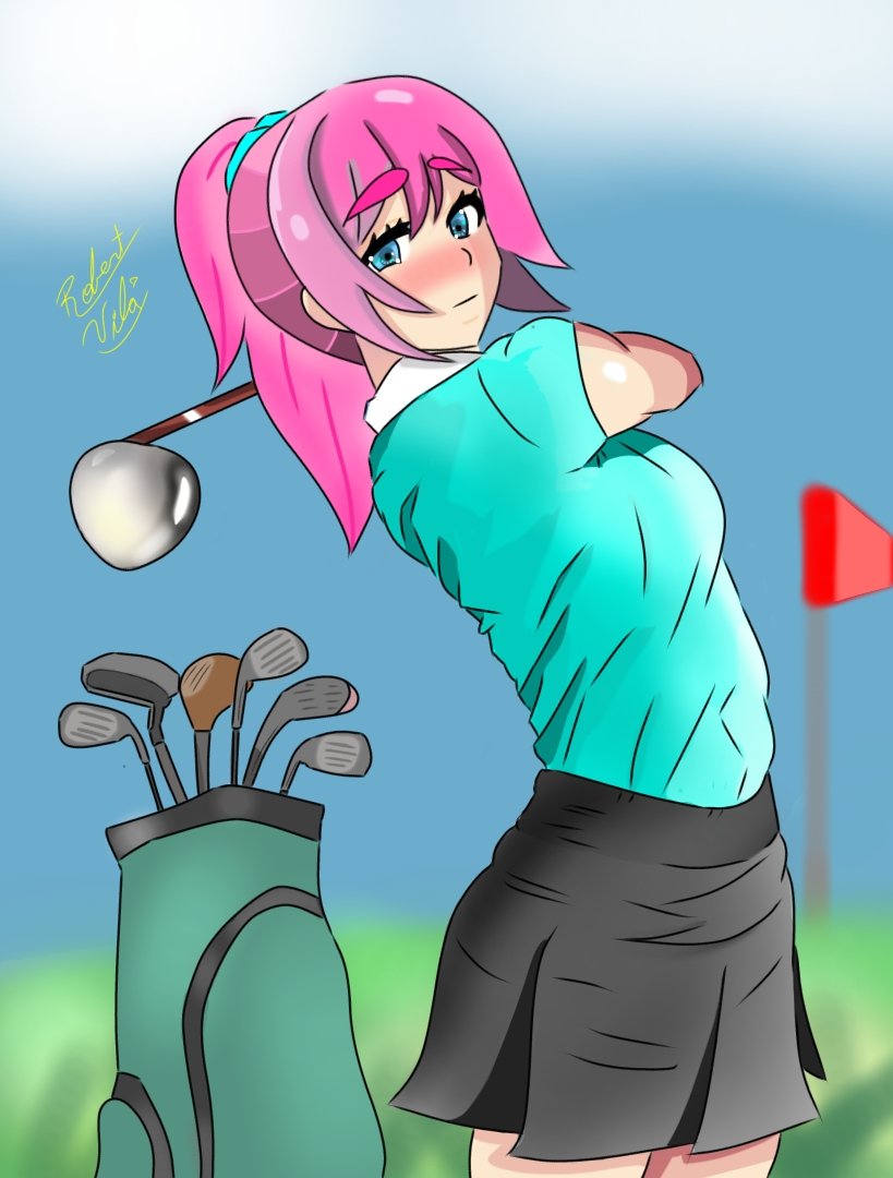 Vil7Roberto's tweet photo. Ilustración inspirada en el hermoso anime Rising Impact (Academia de golf) del mangaka Nakaba Suzuki. 
Elizabeth lista para hacer un hoyo en uno! ⛳ 

#animedrawing #digitalart #digitalartwork #originalcharacterart #Golf https://t.co/yL926GHVMk