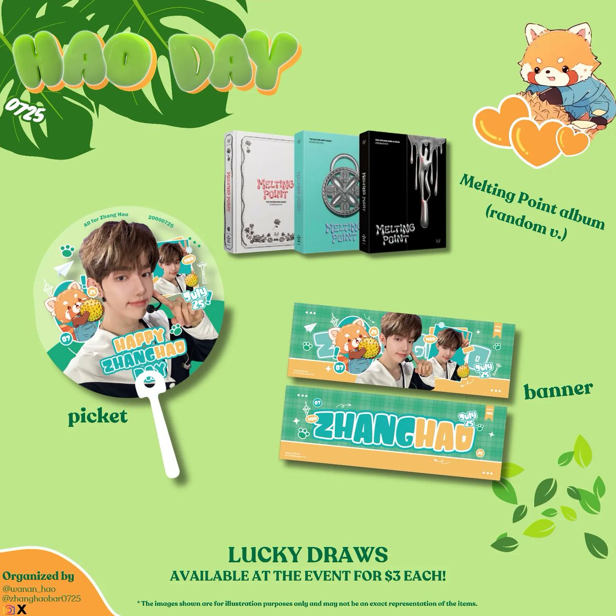 wanan_hao's tweet photo. 💝Giveaways Highlight Set Three 💝

👀 Here's our final reveal >>

* Event Banner
* Event Picket
* Melting Point Album (Random Ver.)

🫶🏻 Get in early for your chance to win these exclusive items. Don't miss out! 🎁

#zhanghao #章昊 #zhanghaocupsleeve #cupsleeveevent https://t.co/8pWRbmT8bp