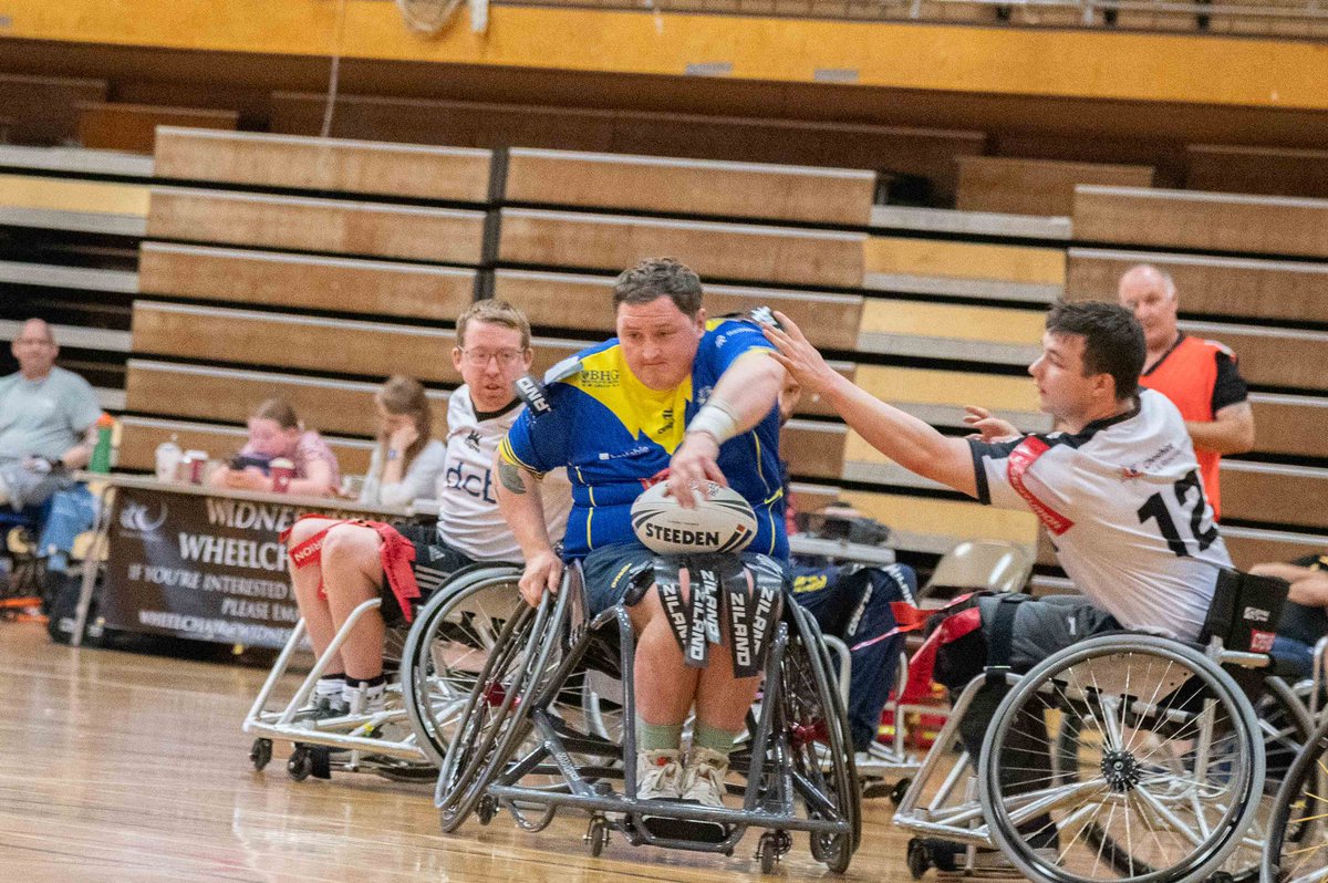 WWRLFoundation's tweet photo. Great win today for our Wheelchair Rugby League Team against Widnes! Come on THE WIRE 💛💙 

Next up is our home fixture against Rochdale on the 20th down at Birchwood High School.

Proudly sponsored by Nando’s Golden Square 
#bethechange 
#disabilitysport #wheelchairrugbyleague https://t.co/3G4Z6v0GpV