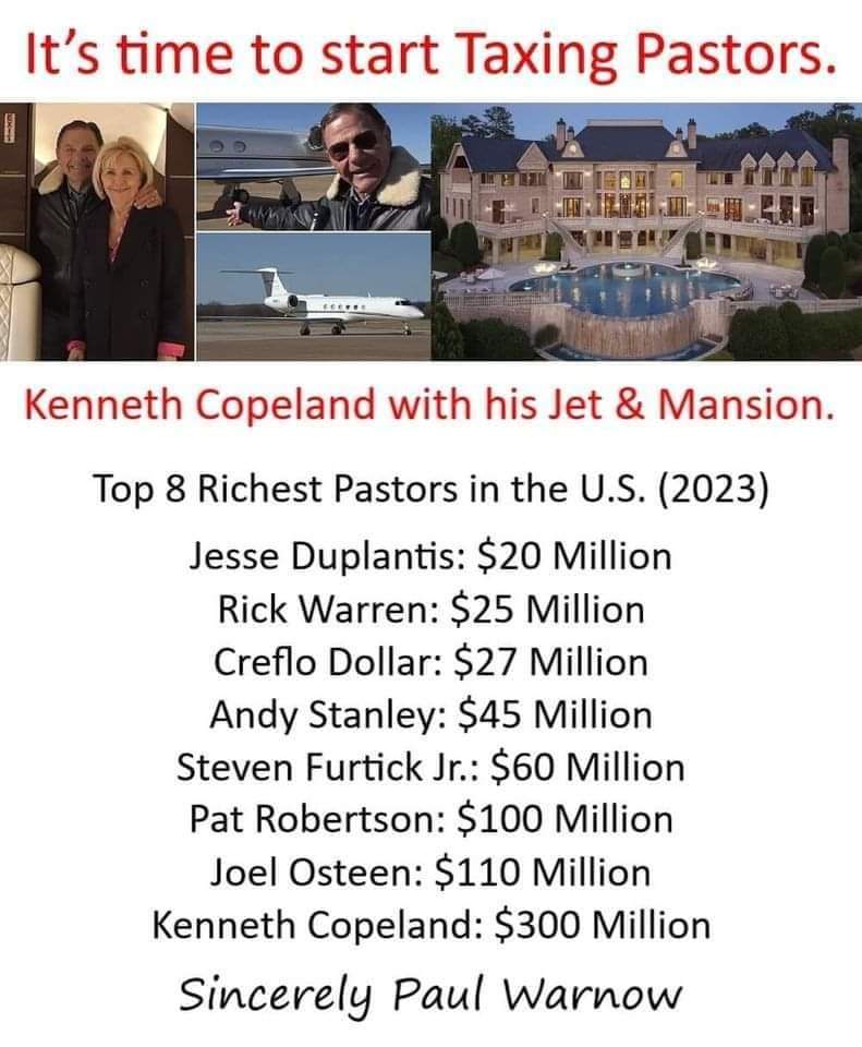 lsalander13's tweet photo. It Is. Way Past Time😡. #Evangelicals #ChristianNationalists
#JoelOsteen #KennethCopeland #TaxThem https://t.co/adxkncCmqk