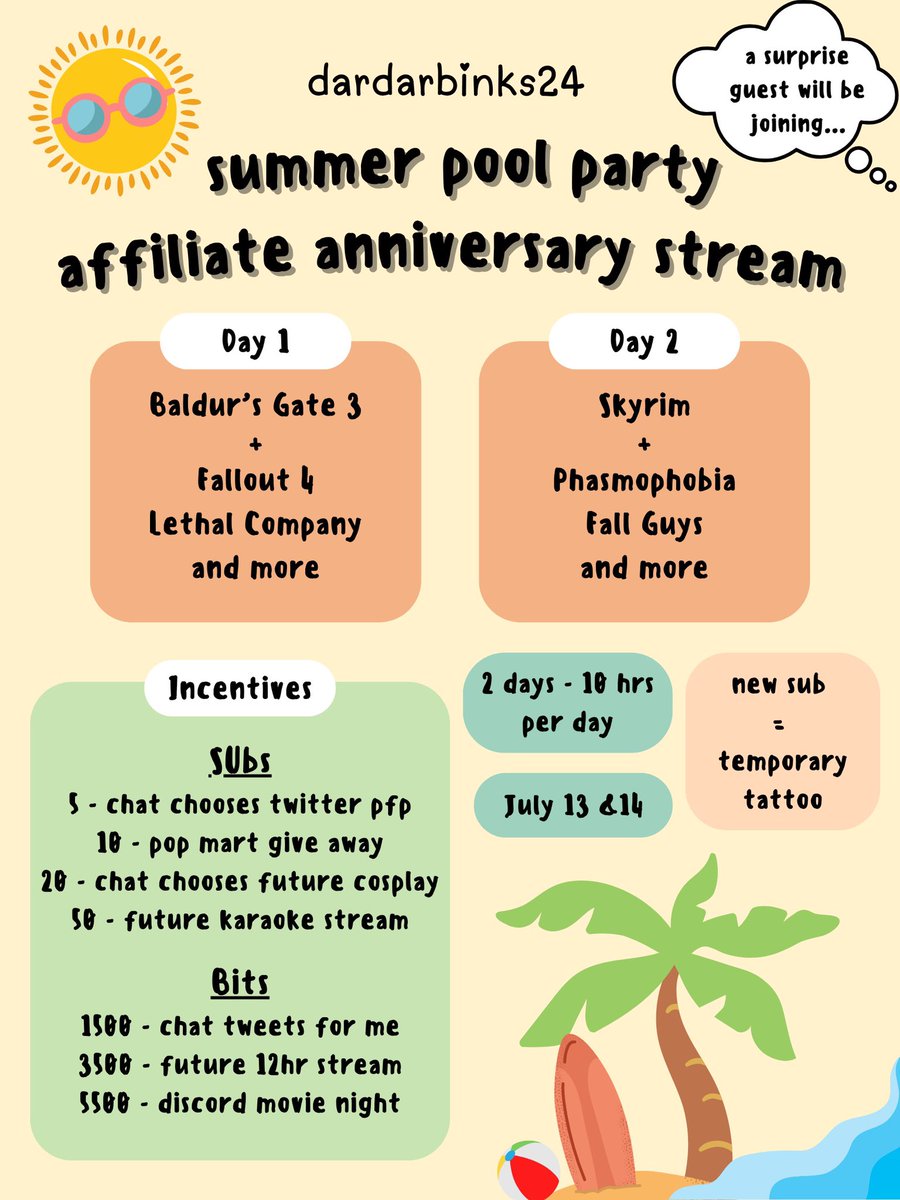 dardarbinks24's tweet photo. We are live throwing a pool party for our 1 year affiliate anniversary! 🥰

Come join the fun and don’t forget your sunscreen! 👙☀️

https://t.co/lQsyXTu0Wx https://t.co/VAhjGSZlrr