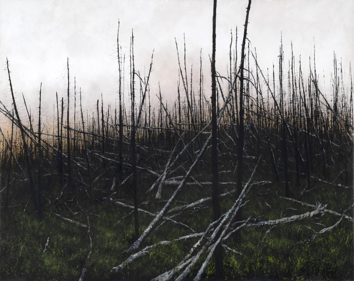 Lisa_Lebofsky's tweet photo. Prescribed Burn, 2020, oil on linen, 32x40 https://t.co/OaFtiOiAAL