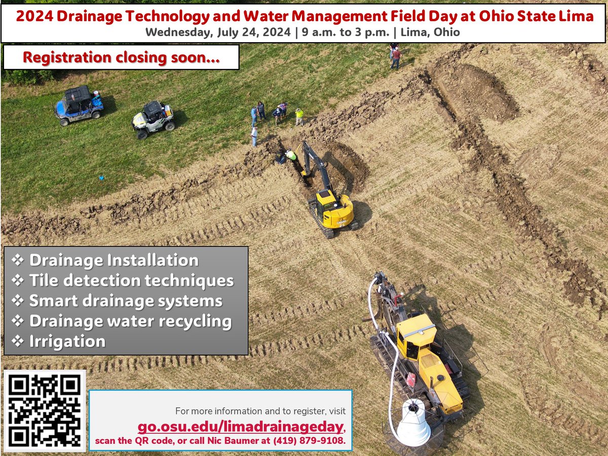 Vinayak Shedekar (@shedekarvs) on Twitter photo Registration closes this week for the #LimaDrainageDay24. RSVP at go.osu.edu/limadrainageday
<a href="/CFAES_OSU/">Ohio State - CFAES</a> <a href="/OhioStateLima/">Ohio State Lima</a> <a href="/OhioStateFABE/">Ohio State FABE</a> Registration closes this week for the #LimaDrainageDay24. RSVP at go.osu.edu/limadrainageday
<a href="/CFAES_OSU/">Ohio State - CFAES</a> <a href="/OhioStateLima/">Ohio State Lima</a> <a href="/OhioStateFABE/">Ohio State FABE</a>