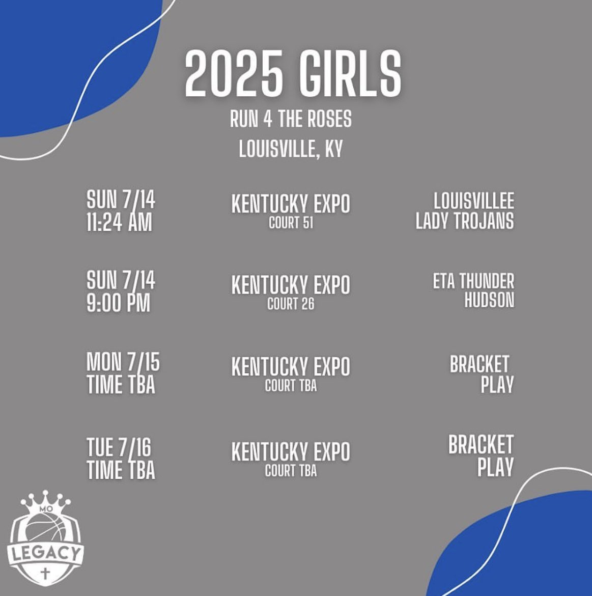 KellyJane2025's tweet photo. Run 4 Roses tournament schedule!! https://t.co/nGcZz2YTye