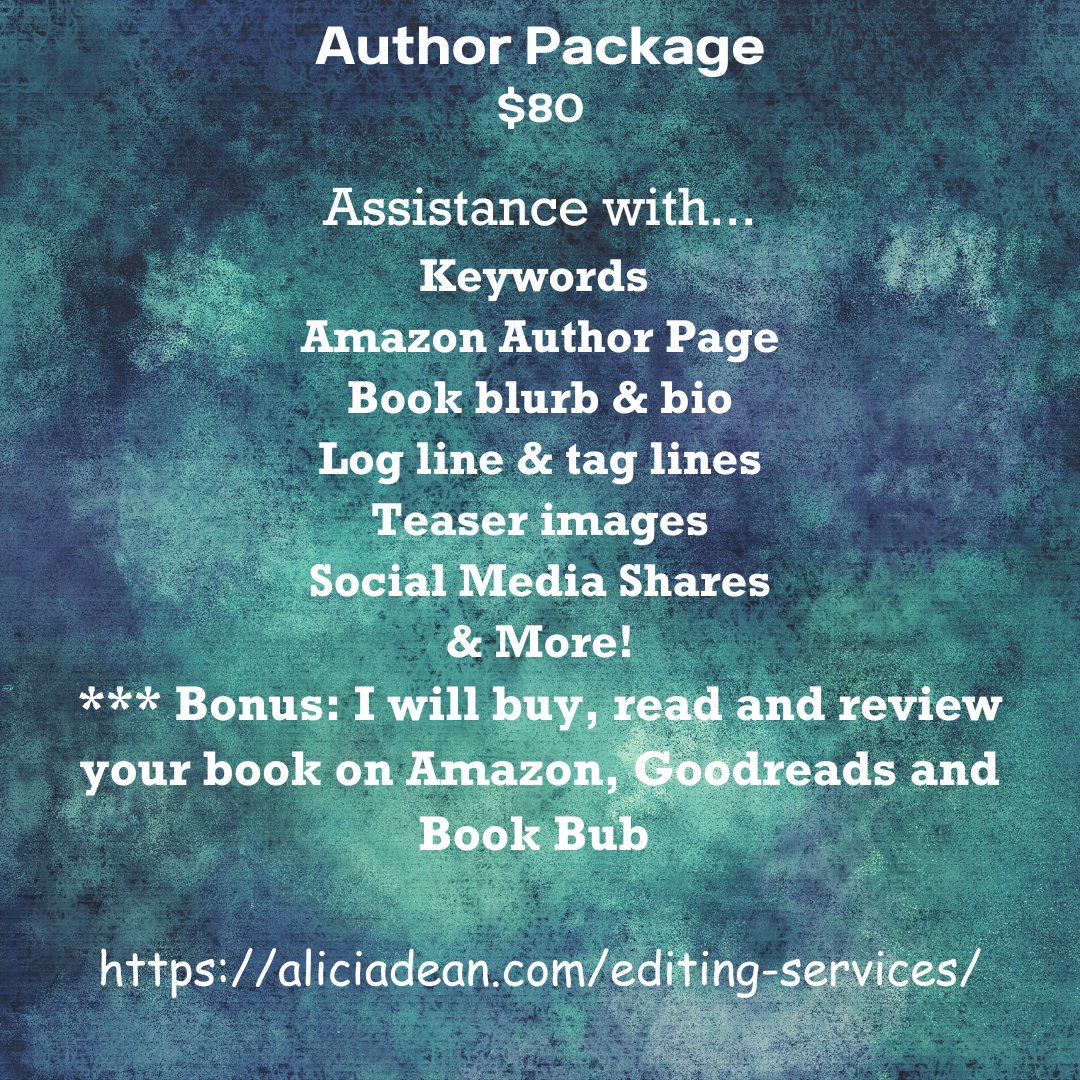 Alicia_Dean_'s tweet photo. Need help with keywords? Your Amazon Author Page? Blurb? A review? Get those services and more, all in one package.
π https://t.co/xoRT5GP1us π
#AuthorServices #ReviewService #AuthorReviews #KeyWords https://t.co/ZlQe4pyyRl