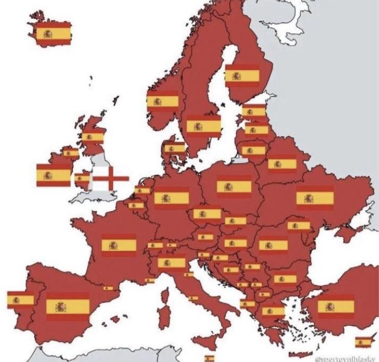 jjavierbueno's tweet photo. Supporter map for #FinalEuroCup
#EuroCup2024 #Spain #England #Eurocopa2024 #FinalEurocopa #SPAENG #Españavsinglaterra #ESPING #EspañaInglaterra #España #EnglandEuro2024 #Inglaterra #EnglandvsSpain #EURO2024 https://t.co/P8zUzjU71Q