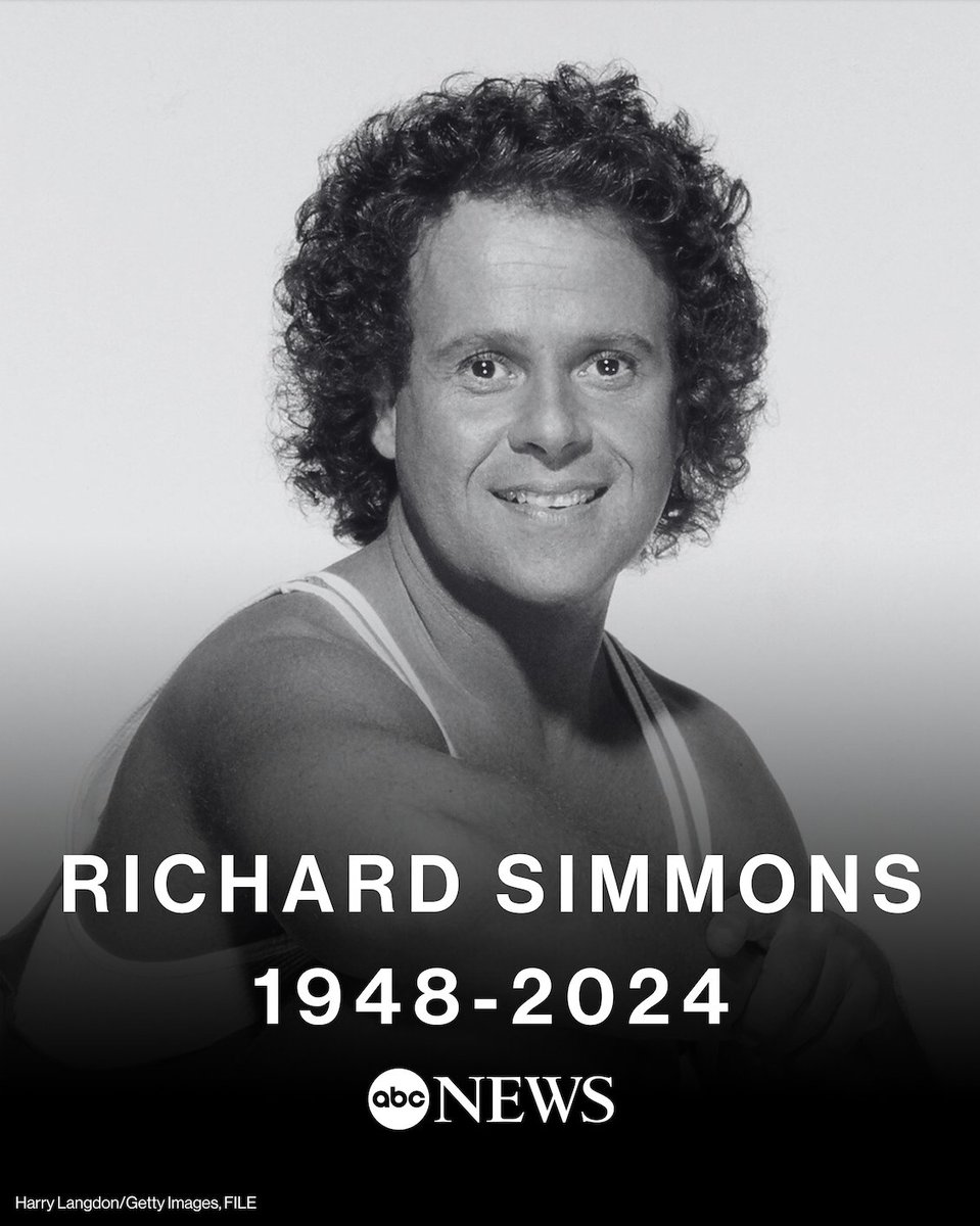 BREAKING: Eccentric fitness guru Richard Simmons, known for his unrelenting positivity, has died, his representative said. He was 76. 

READ MORE: trib.al/8VOc2dU