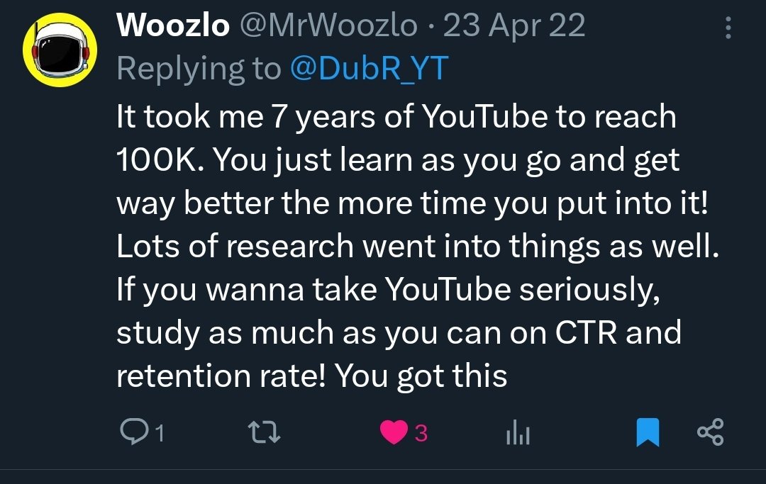 DubR_YT's tweet photo. @MrWoozlo I still have the screenshot lol.
Congratulations on 500k, I'll still be here at 1mil 👍 https://t.co/KUUSzqqdtZ