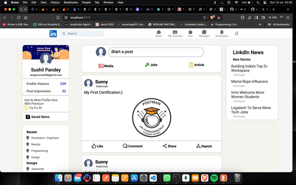 codeerasunny's tweet photo. Project update : user can now post 🙌
#buildingpublic #BuildAI #buildinpublic #Learning_by_doing https://t.co/mz3hI2TD4N