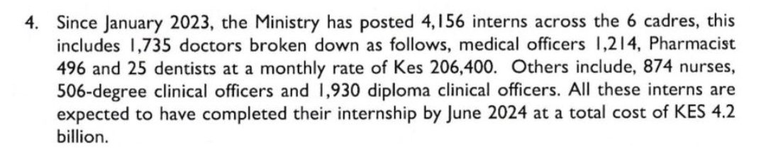 DrMundia's tweet photo. Replies to Former CS statement:4

Health internship falls under the Office of the Director General at the Ministry of Health and the Kenya Healthcare Human Resources Advisory Committee. 

2023-4,156 posted 
2024-Zero posted https://t.co/UOV1jysbKv