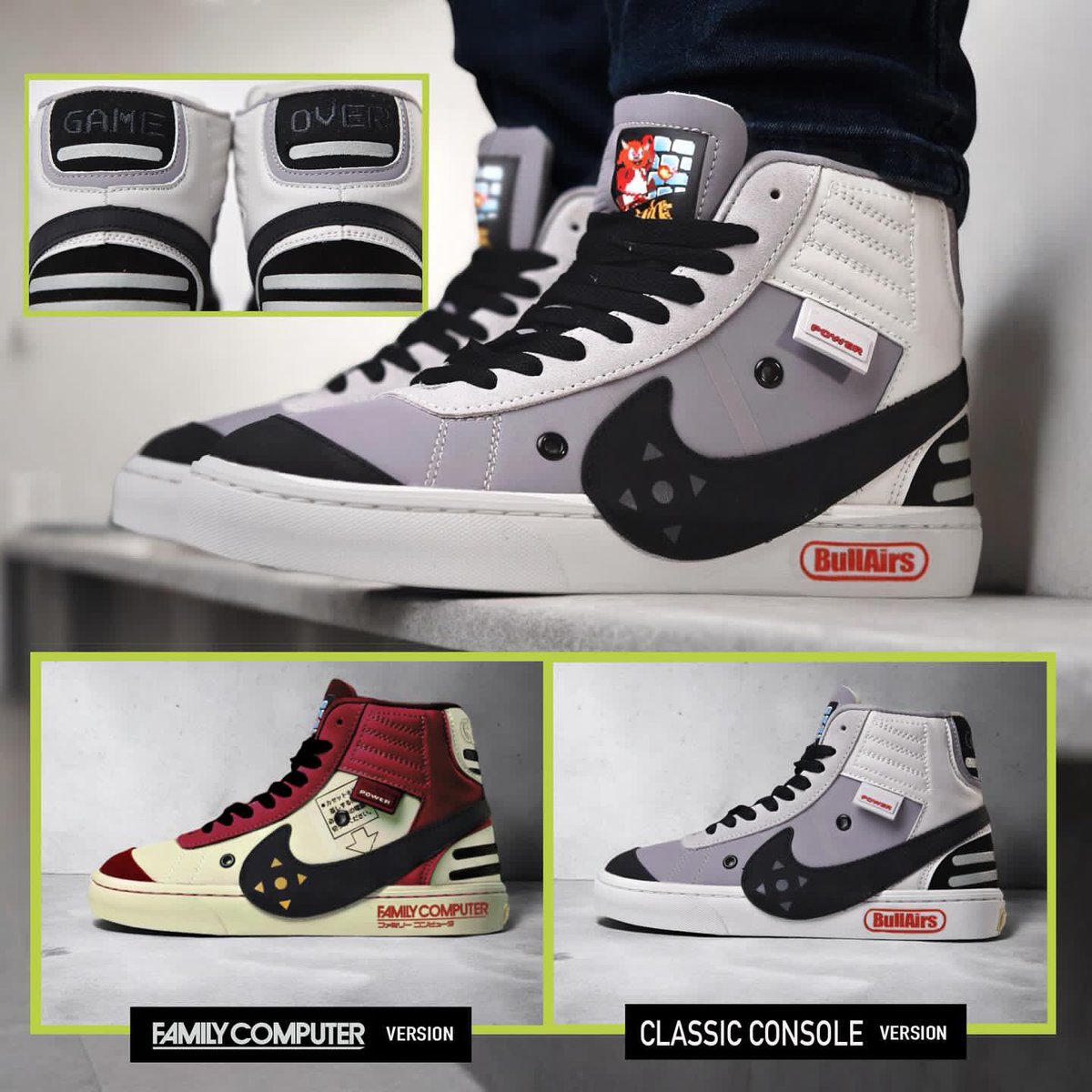 RetroPandemic's tweet photo. It’s time to LEVEL UP your game hunting drip with Bull Airs! 👟✨

➡️ Use code retrogamepan for 10% off your order at https://t.co/8hrg62v7o9. 

🕹️ New NES/Famicom drop goes LIVE on Tuesday, July 16th at 12:00 PM EST. 

⚡️ WEAR IT LOUD ⚡️

#retrogames #RETROGAMING https://t.co/g7KztIntWQ