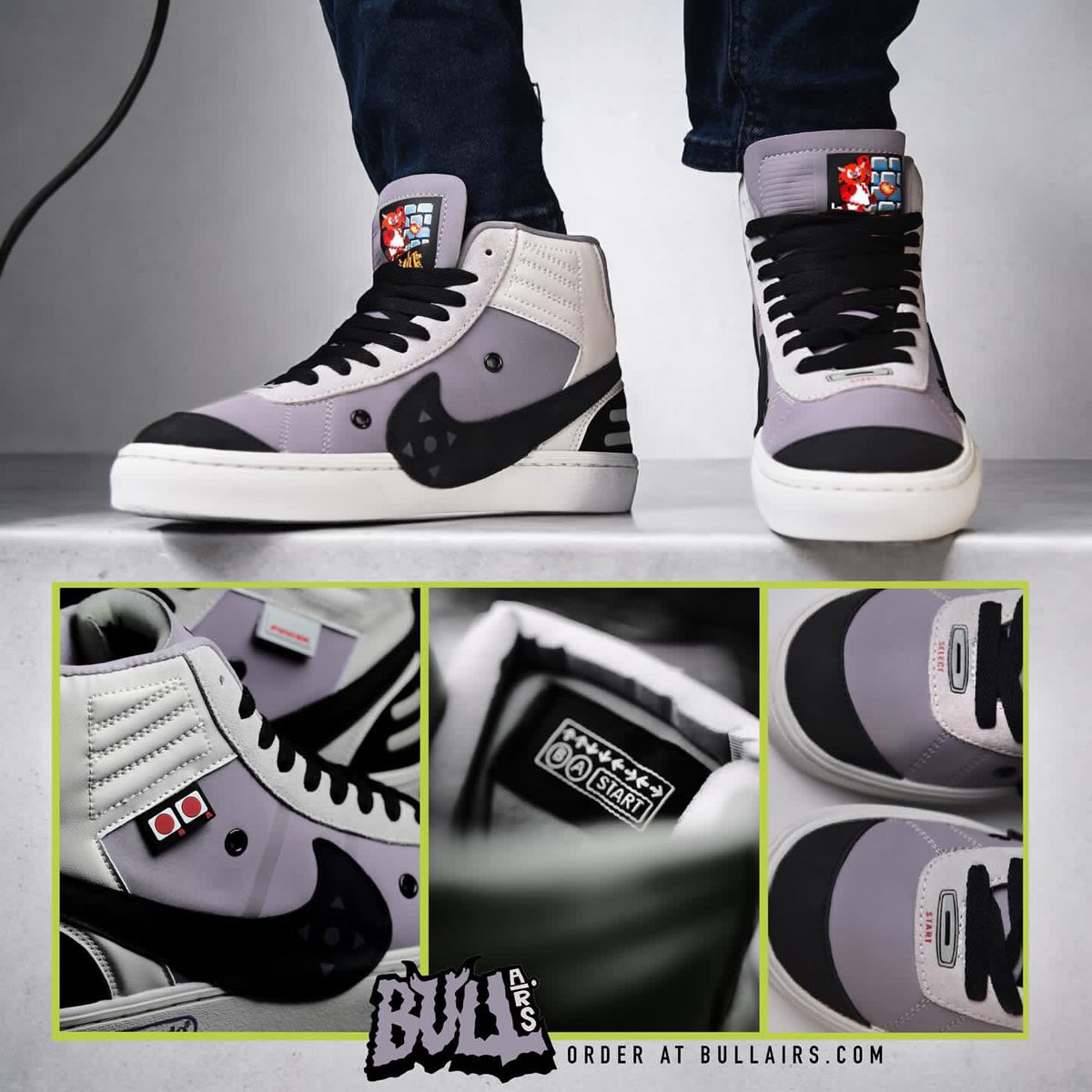 RetroPandemic's tweet photo. It’s time to LEVEL UP your game hunting drip with Bull Airs! 👟✨

➡️ Use code retrogamepan for 10% off your order at https://t.co/8hrg62v7o9. 

🕹️ New NES/Famicom drop goes LIVE on Tuesday, July 16th at 12:00 PM EST. 

⚡️ WEAR IT LOUD ⚡️

#retrogames #RETROGAMING https://t.co/g7KztIntWQ