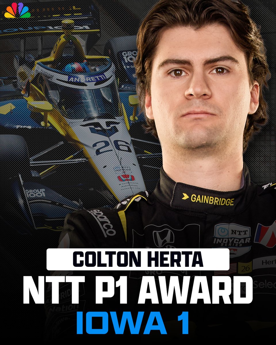 INDYCAR on NBC (@indycaronnbc) on Twitter photo REPOST to congratulate Colton Herta!
He wins the pole for tonight's NTT INDYCAR SERIES race at Iowa Speedway. (8ET, NBC and Peacock) REPOST to congratulate Colton Herta!
He wins the pole for tonight's NTT INDYCAR SERIES race at Iowa Speedway. (8ET, NBC and Peacock)