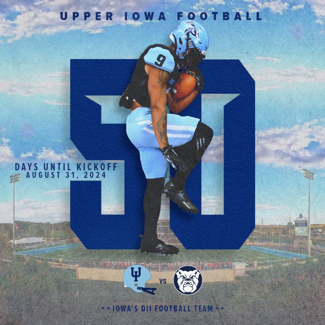Upper_Iowa_FB's tweet photo. 5️⃣0️⃣ Days until Game ☝️

#SLEDGE | 🦚🏈 https://t.co/5XP1DxbdvG