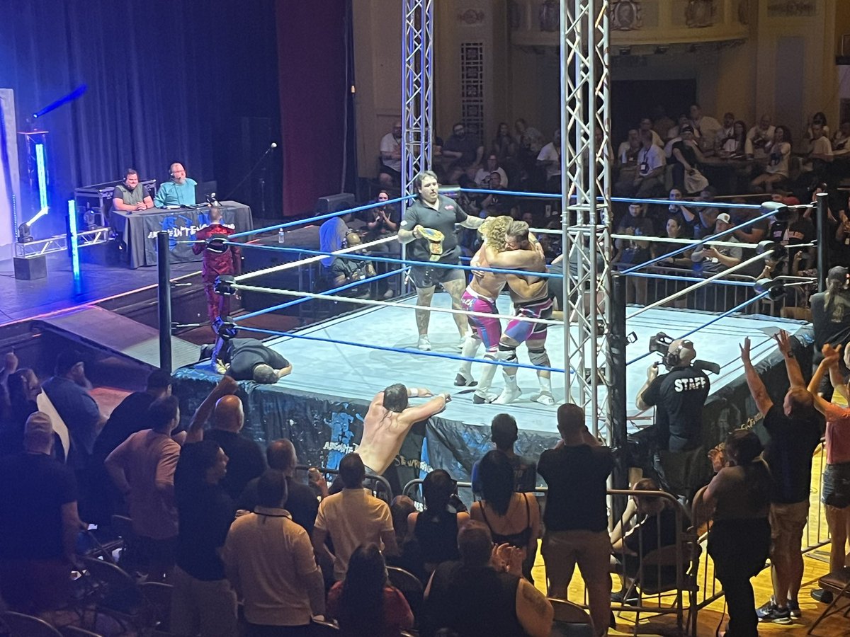 AJStylesClash83's tweet photo. #GODDTIMES AND #GOODVIBES ALREADY TONIGHT! @PhillyMarinoPME ARE TAG TEAM CHAMPIONS ONCE AGAIN! 😎 #AIWABSO https://t.co/9BKTpNu4l3
