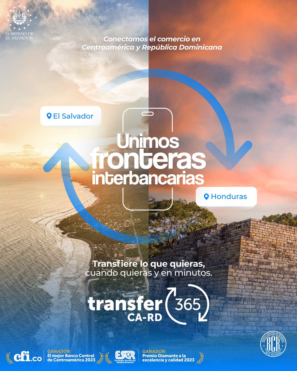 bcr_sv's tweet photo. Las transferencias internacionales ahora son más fáciles, con Transfer365 CA-RD ✅  Tu dinero desde El Salvador hacia los países de la región centroamericana y República Dominicana 🙌🏻. Busca este servicio dentro de la app o banca en línea de tu institución financiera local de preferencia.