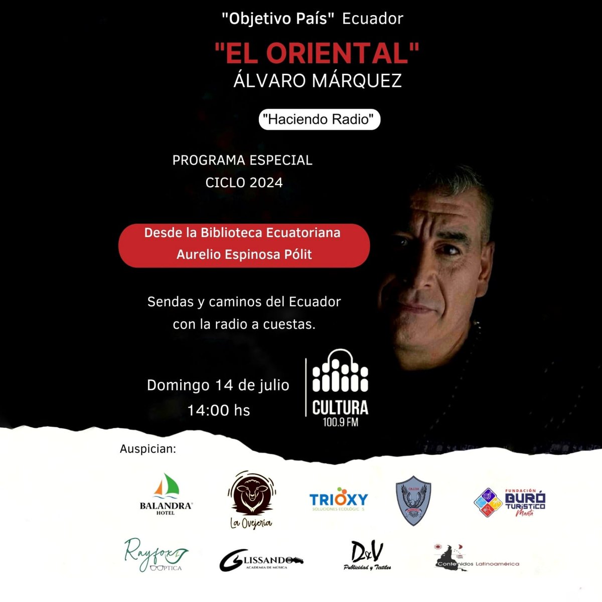 Mañana el <a href="/CCBEAEP/">Biblioteca Ecuatoriana Aurelio Espinosa Pólit</a> será el espacio donde se desarrollará el programa especial #ObjetivoPaísEcuador 🇪🇨 donde se hablará de historia, cultura, memoria y mucho más con grandes invitados. 📻🤓
Te invitamos a sintonizar Cultura FM 100.9 culturafmcce.com
a las 🕒 14:00 🤗
