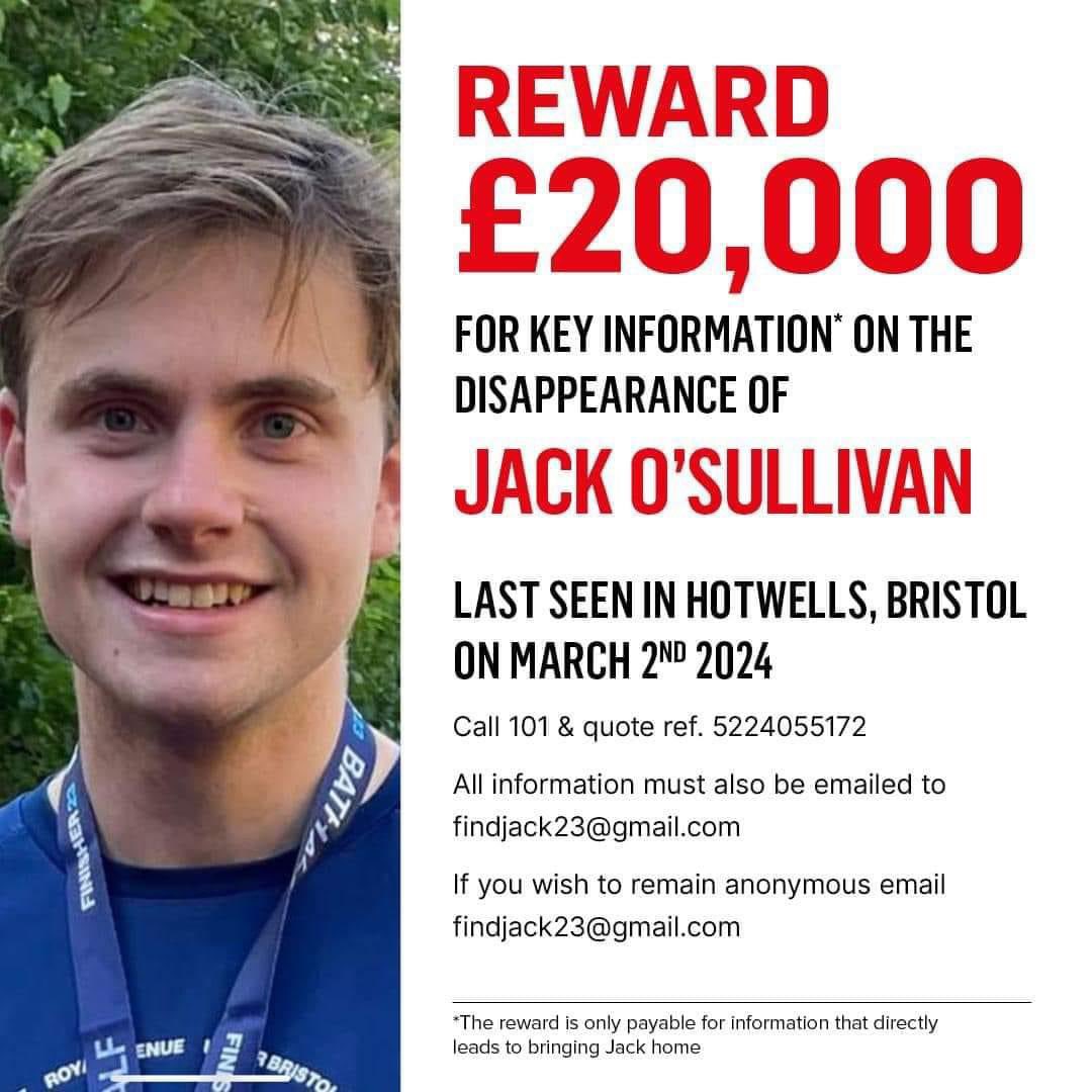 Can every one please RT and help It takes 3.2 seconds to RT and help find missing 23 Year old #jackosullivan a big #MUFC fan and football fan last seen in Bristol please call 116 000 with any information thanks