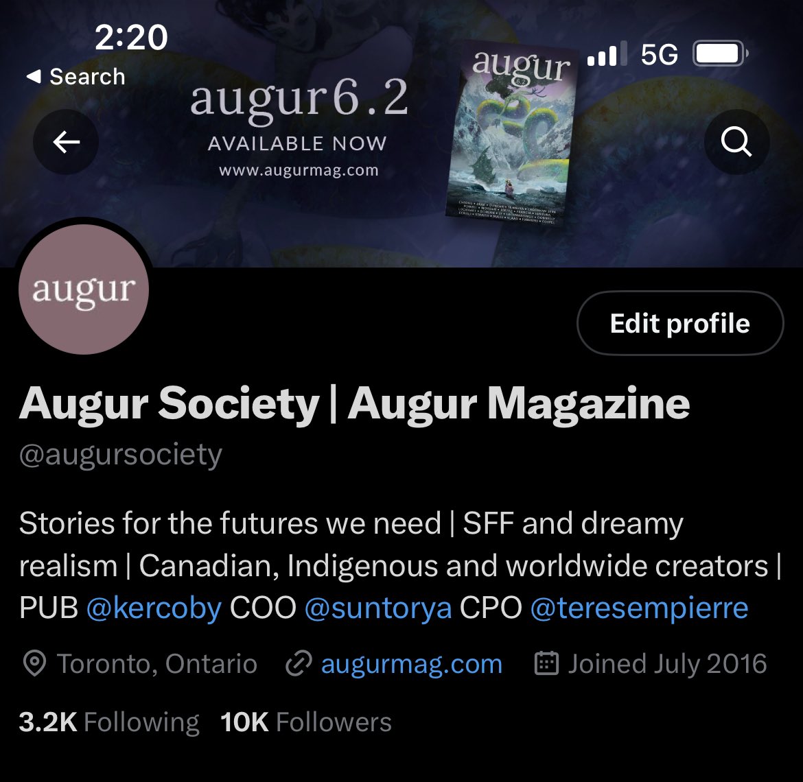 A PSA for Augurians everywhere:

In the wake of our recent press release &amp; changes, we are updating our username to <a href="/augursociety/">Augur Society | Fund our SFF press on Kickstarter!</a>!

This better represents our future as an organization with projects across mediums, including Augur Magazine.

Please RT for visibility! 🙏