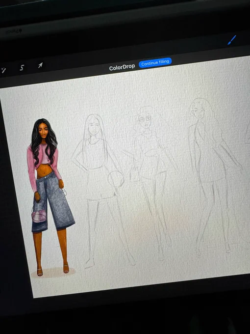 Some progress pics. She looks like a Barbie so I wanted to try the vintage Barbie style for these but of course with my own twist. 