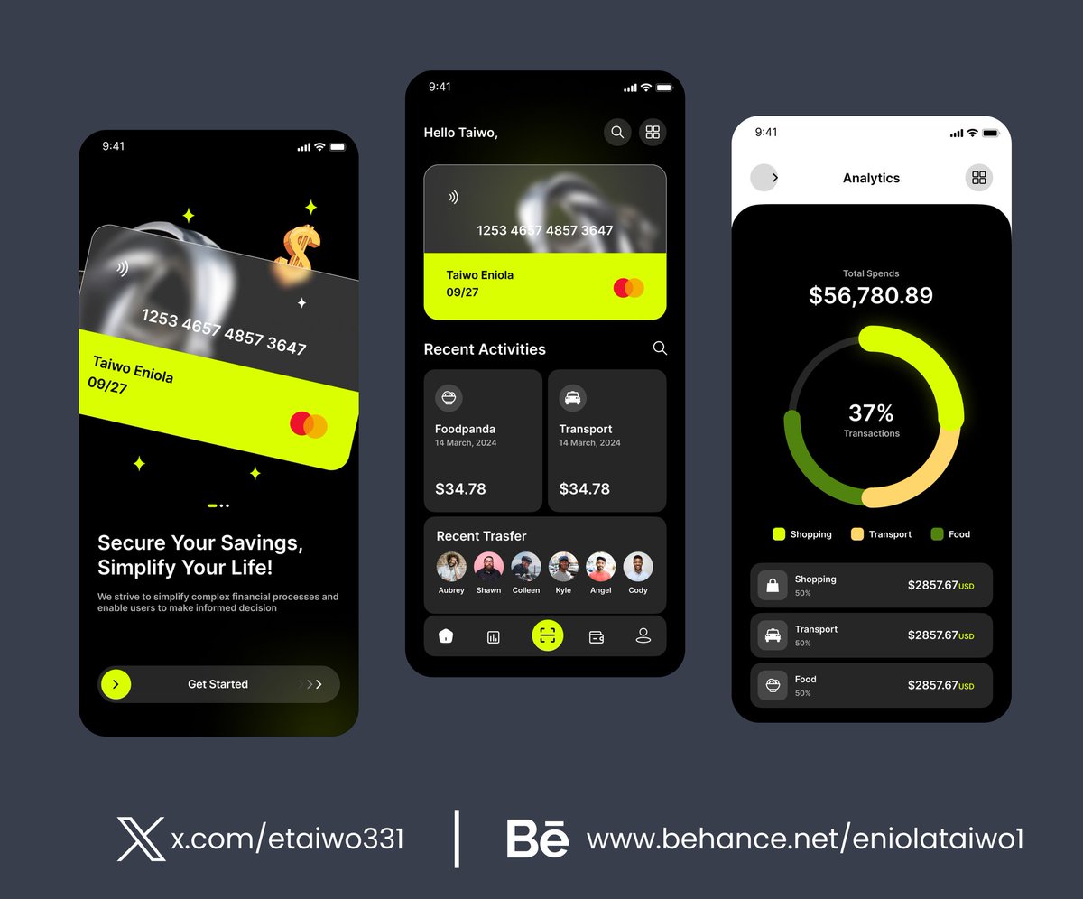 etaiwo331's tweet photo. A Finance App UI I practice with👨‍🍼
#figma #UIreplication #uidesign #UIUX #financeapp #UIUXcompany https://t.co/s0ox1dVV4e