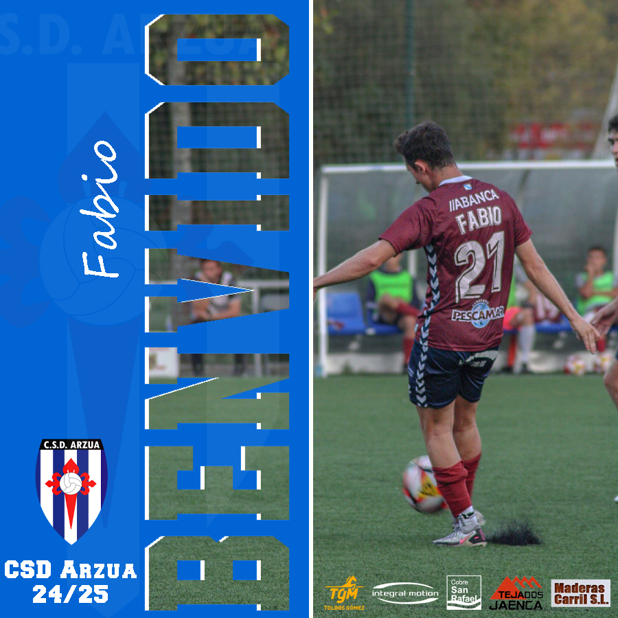 CSDArzua's tweet photo. FICHAXE 💙🤍

Fabio, novo xogador do Arzúa! O centrocampista ofensivo, que chega do filial do Pontevedra, dará máis talento e calidade ao centro do campo arzuán.

Benvido! https://t.co/yhcaWQ5PUZ