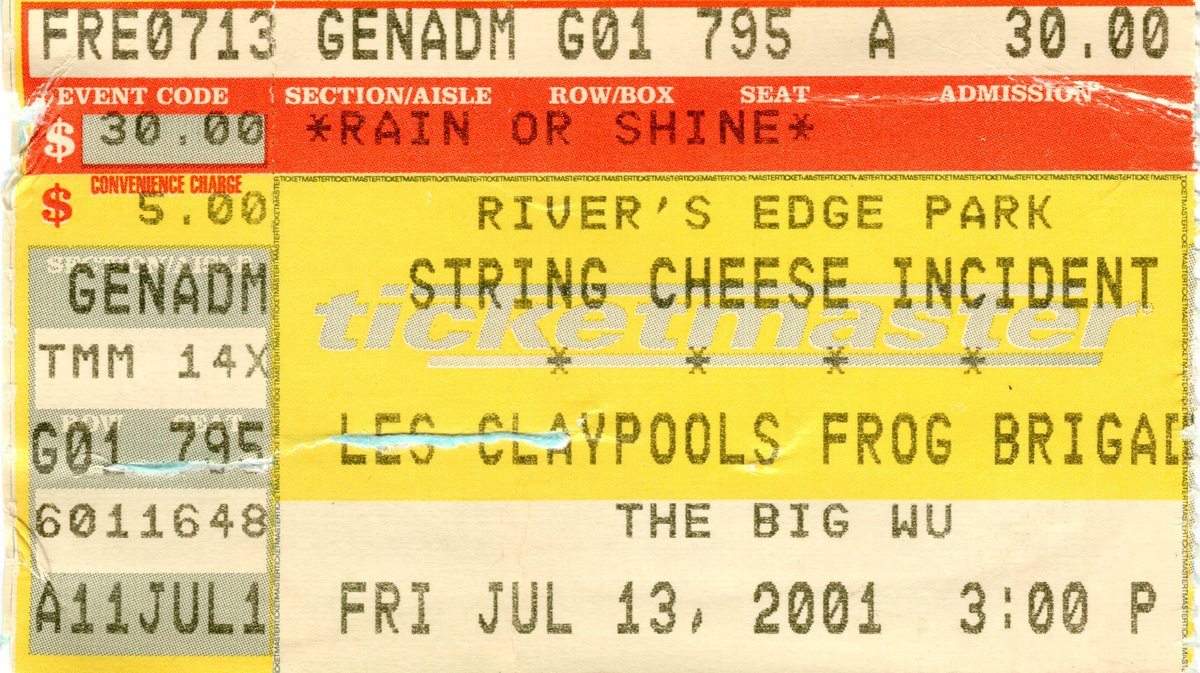 More stubs! 23 yrs ago w/ <a href="/Thebigwu/">The Big Wu</a>, Les Claypool's Frog Brigade &amp; <a href="/SCI_Official/">The String Cheese Incident</a> at River's Edge Park in Somerset WI