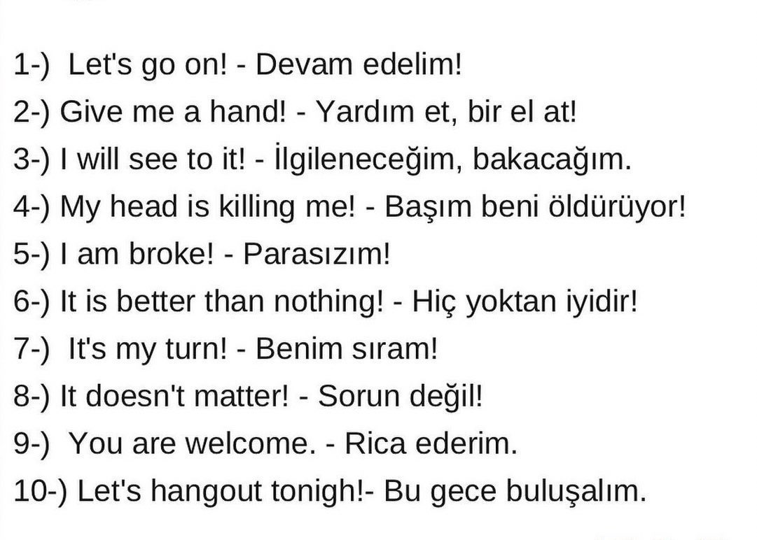 engIishx's tweet photo. 📌 İngilizce’deki mutlaka bilmeniz gereken 40 kalıp listeledik. Kaydedin lazım olur. ✅ https://t.co/MpDTwa5FMq