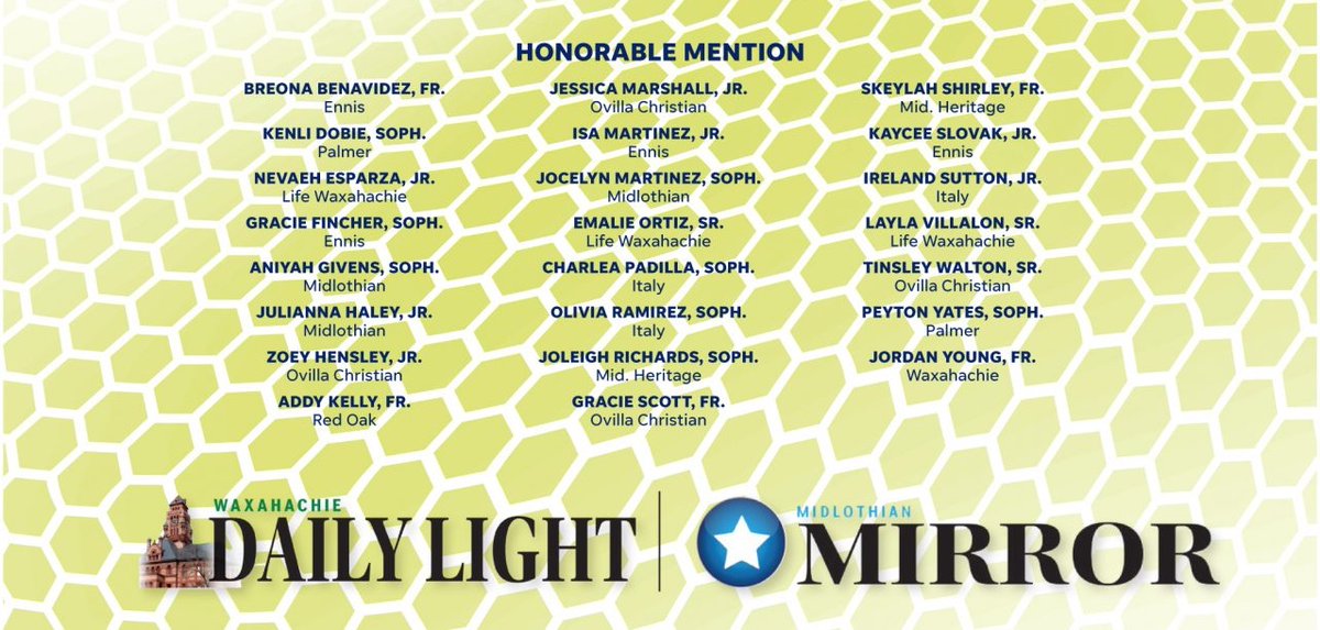 North Carolina signee Bryten Burns ('24, Waxahachie) is 2023-2024 All-Ellis County Softball Player of the Year!  Midlothian Heritage's Trinity Chittamai ('26) and Waxahachie's Jordan Young ('27) earn All-Ellis County Team honors

<a href="/TexasGlory/">Texas Glory</a>
