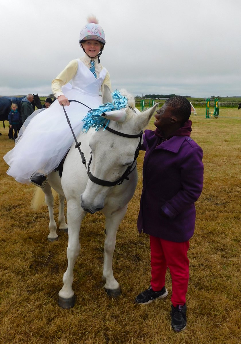 ChildrenOfFire's tweet photo. #Latheron #Scotland where #Dorah meets a unicorn (Milly, 20) ridden by Caitlin 10, a dragon (Merlin) ridden by Abie, a circus horse (Dasha) ridden by Rosie, 8, and Patrick the Irish donkey, all in one day @UndisScot @weejonny1 @jogtrail @visitandtravel https://t.co/MNYDlaUSX3