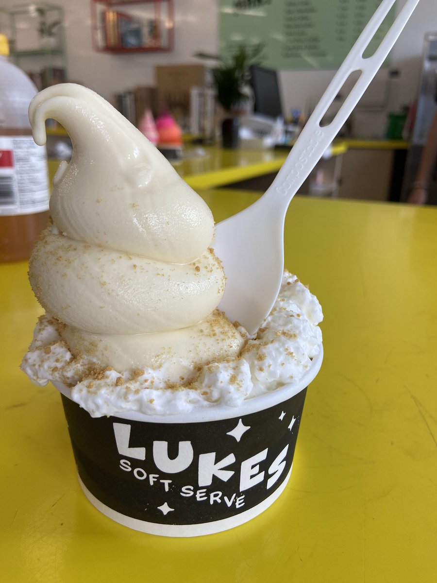 Best &amp; most delicious prescription for summer heat at Luke’s Drug Mart - Banana Cream Pie Soft Ice Cream. #YUM #yycfood <a href="/LukesDrugMart/">Lukes Drug Mart</a>  (They also serve Cafe Affogato’s! Epic find!)