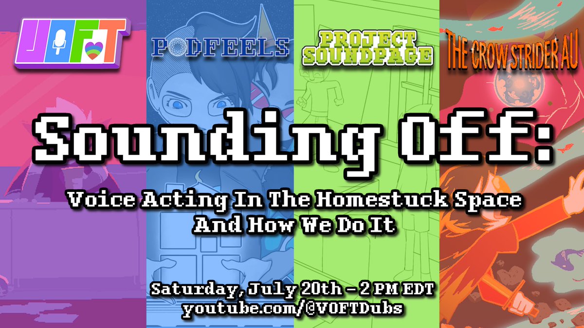 stuckathomecon's tweet photo. ‼️Our first featured guest for this year: the talented voice actors of @VoFTDubs will be running a panel on voice acting in the Homestuck fandom! #SAHCon #Homestuck https://t.co/mlqpEF0ULG