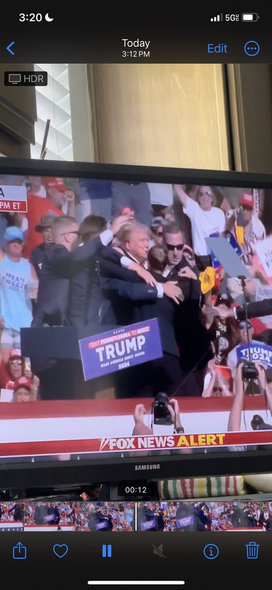 saramcd207's tweet photo. Shots fired at trump rally definitely got his ear https://t.co/bNYG2rLwk7