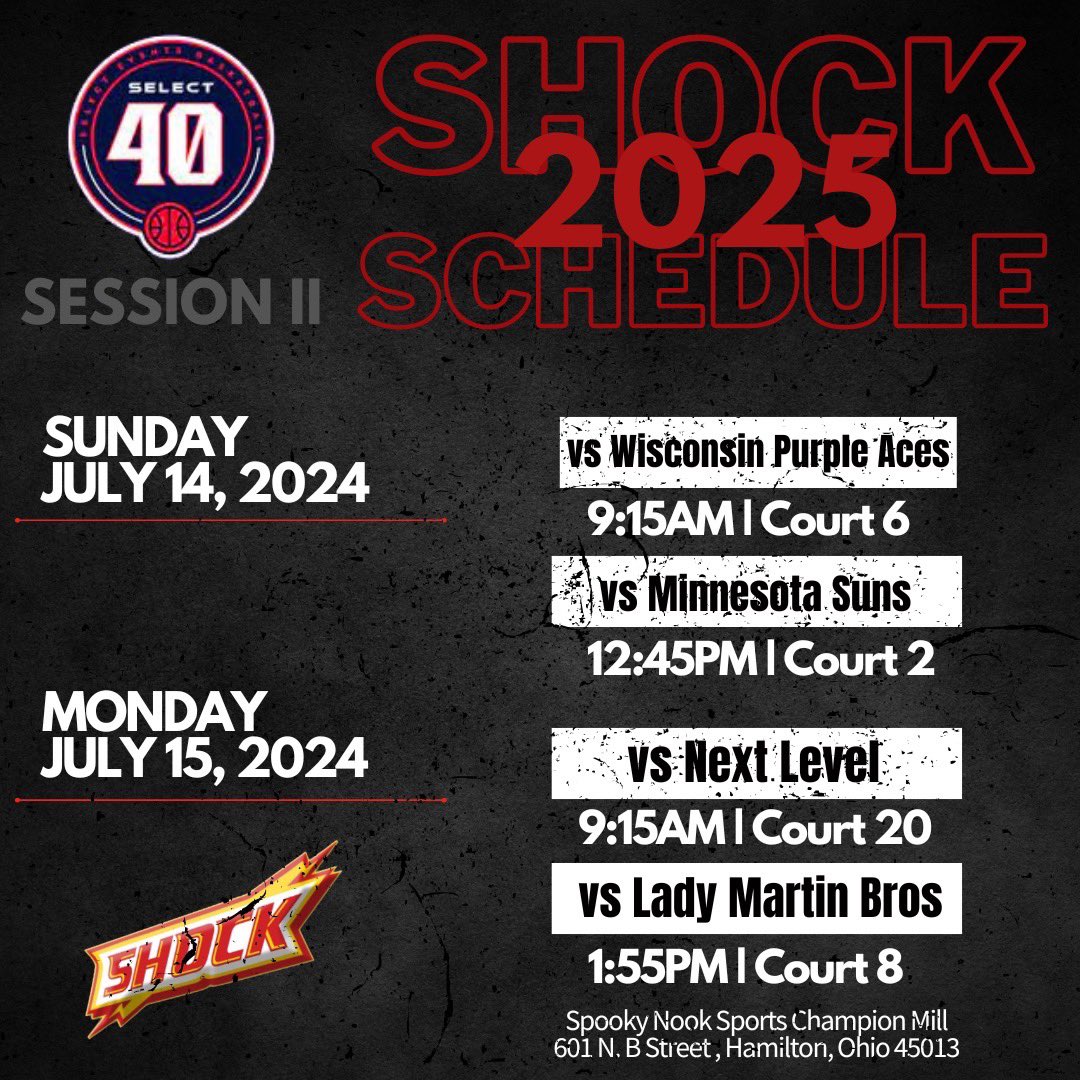 Here is my schedule for Session 2 in Ohio!